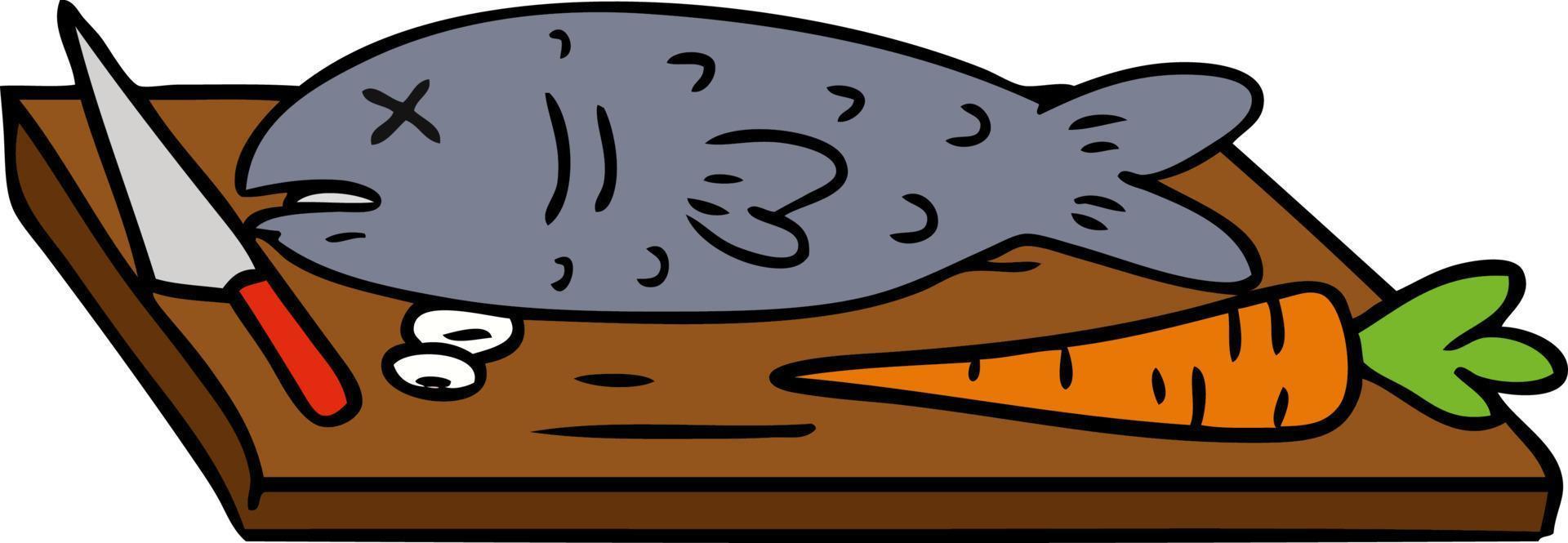 dessin animé doodle d'une planche à découper alimentaire vecteur