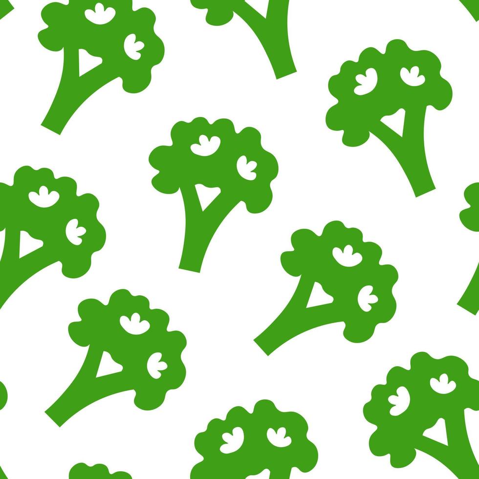 modèle sans couture de silhouette de brocoli vert vecteur