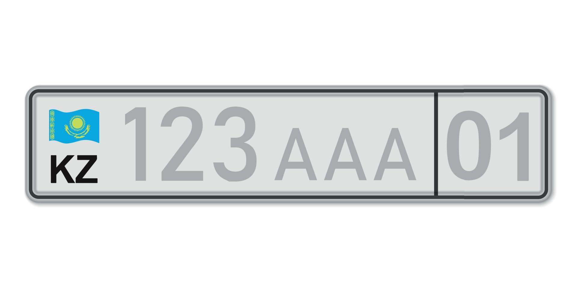 plaque d'immatriculation de la voiture. permis d'immatriculation des véhicules du kazakhstan. vecteur