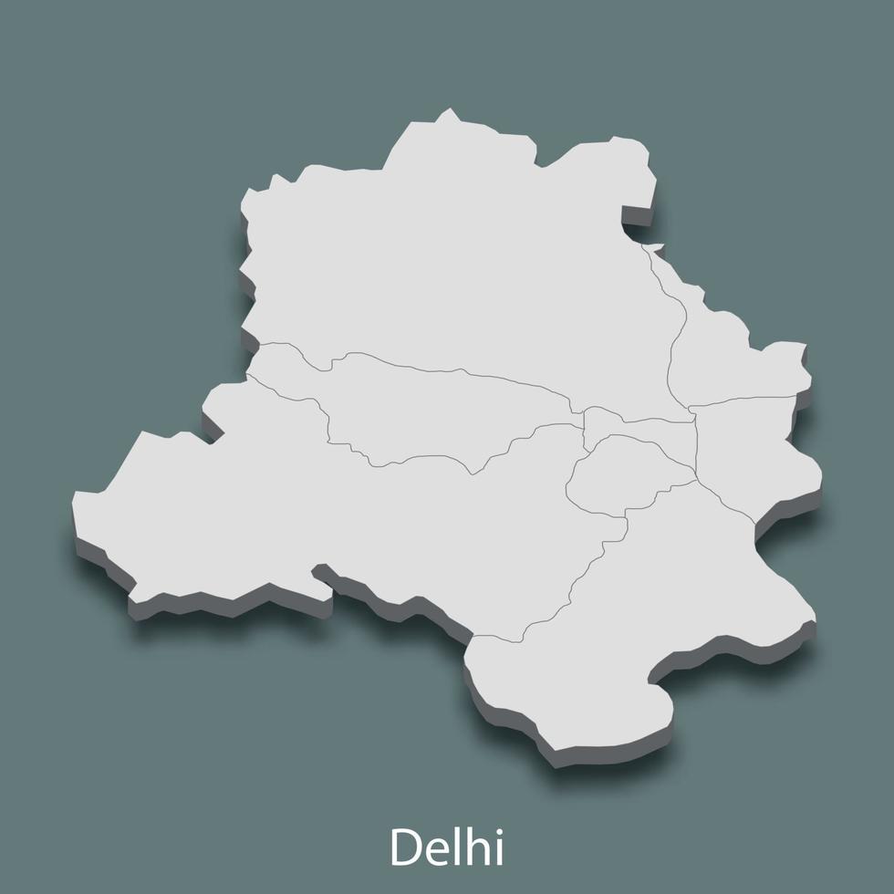 La carte isométrique 3d de delhi est une ville de l'inde vecteur