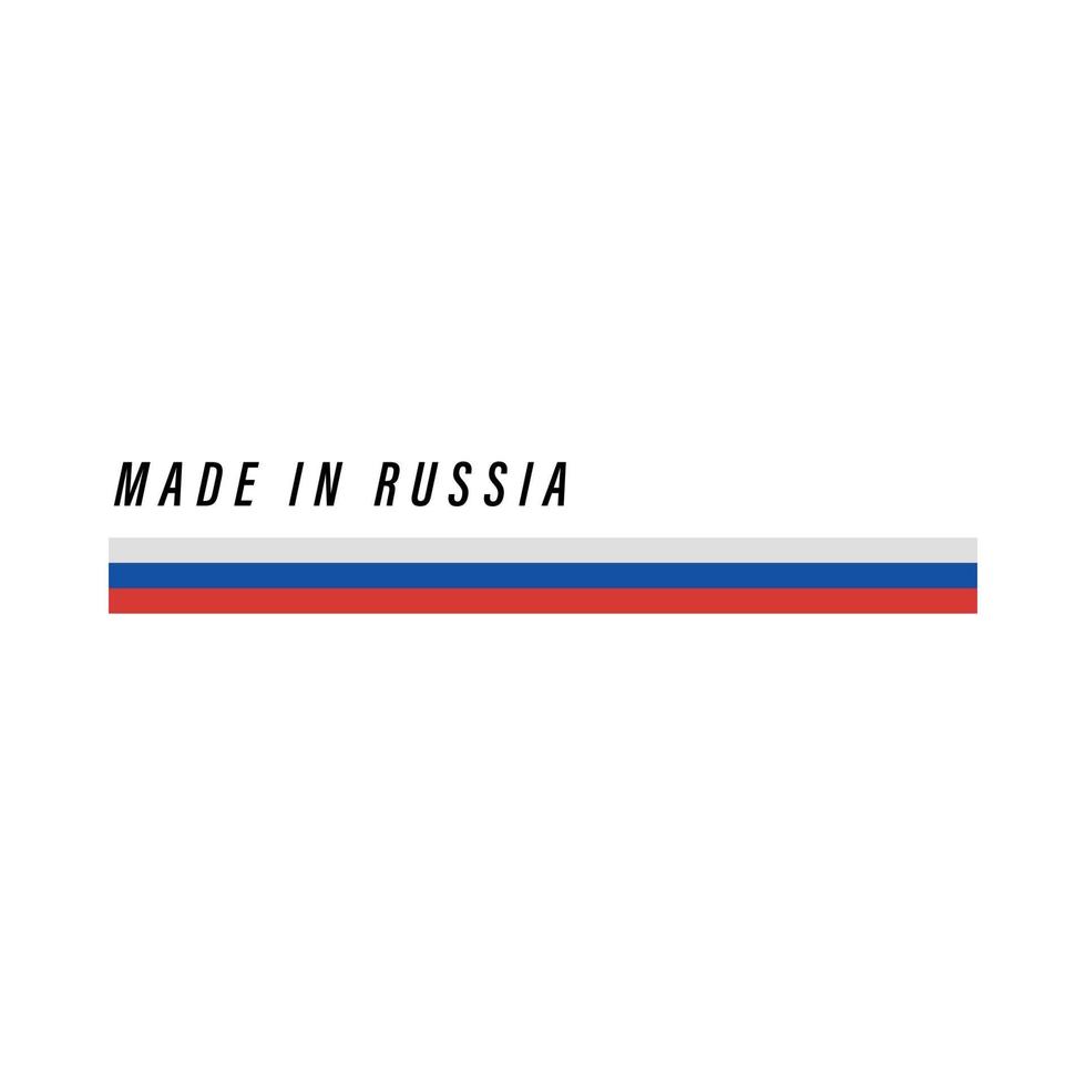 fabriqué en russie, badge ou étiquette avec drapeau isolé vecteur