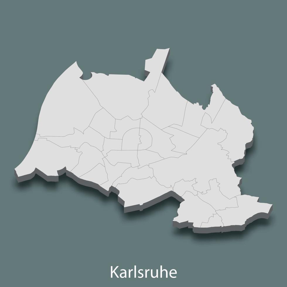 carte isométrique 3d de karlsruhe est une ville d'allemagne vecteur