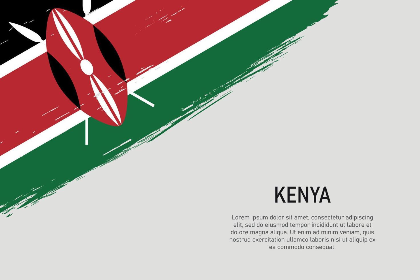 fond de coup de pinceau de style grunge avec le drapeau du kenya vecteur