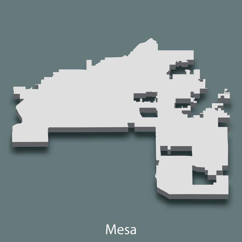 La carte isométrique 3d de mesa est une ville des états-unis vecteur