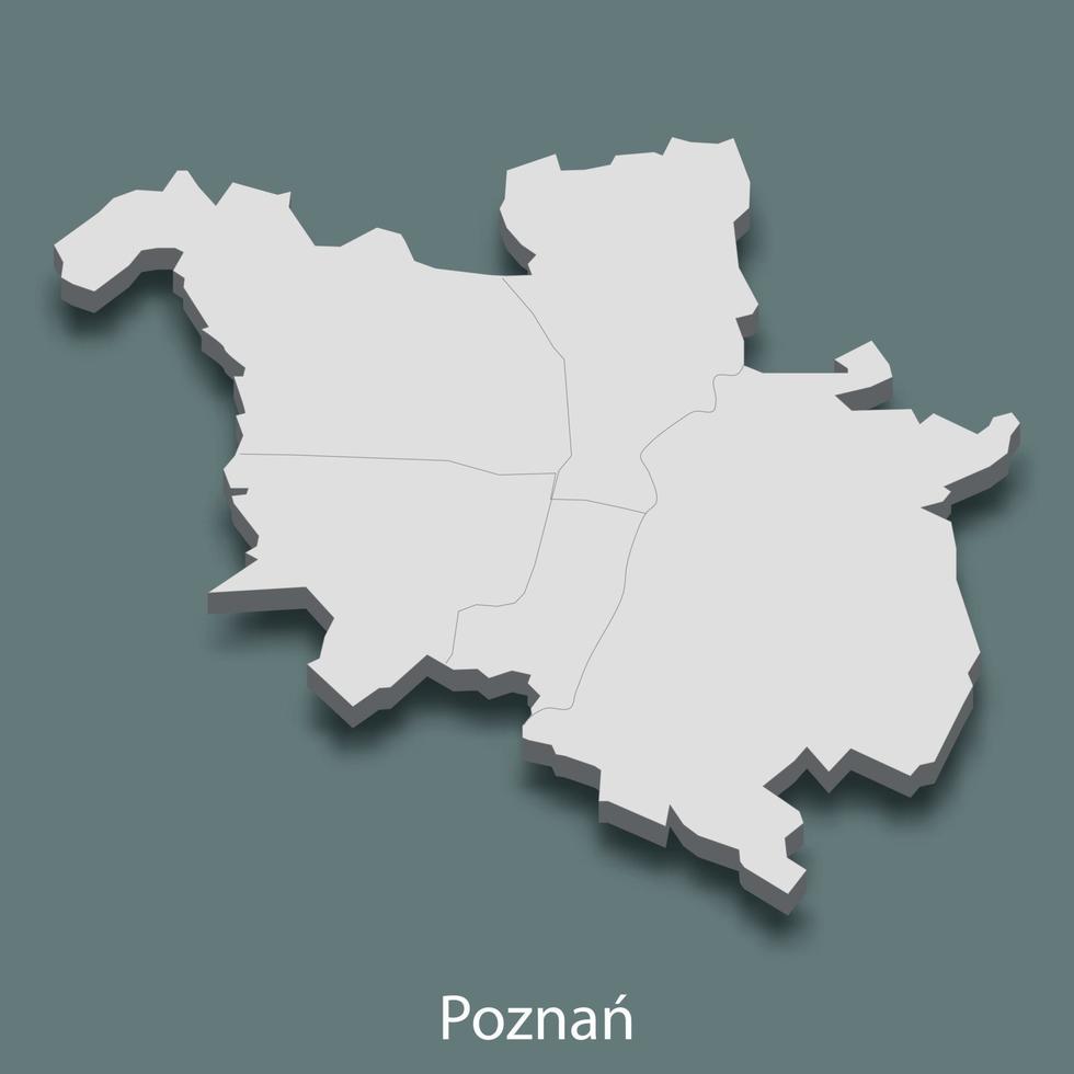 Carte isométrique 3d de poznan est une ville de pologne vecteur