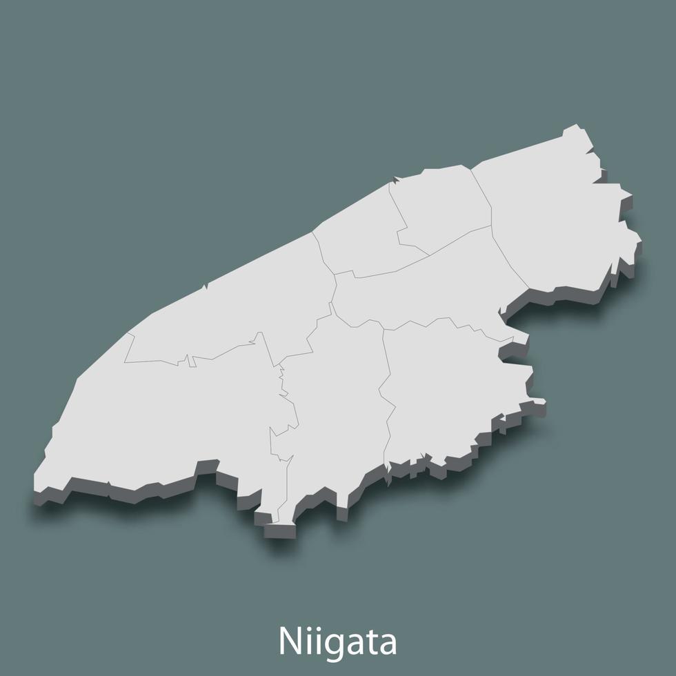 carte isométrique 3d de niigata est une ville du japon vecteur