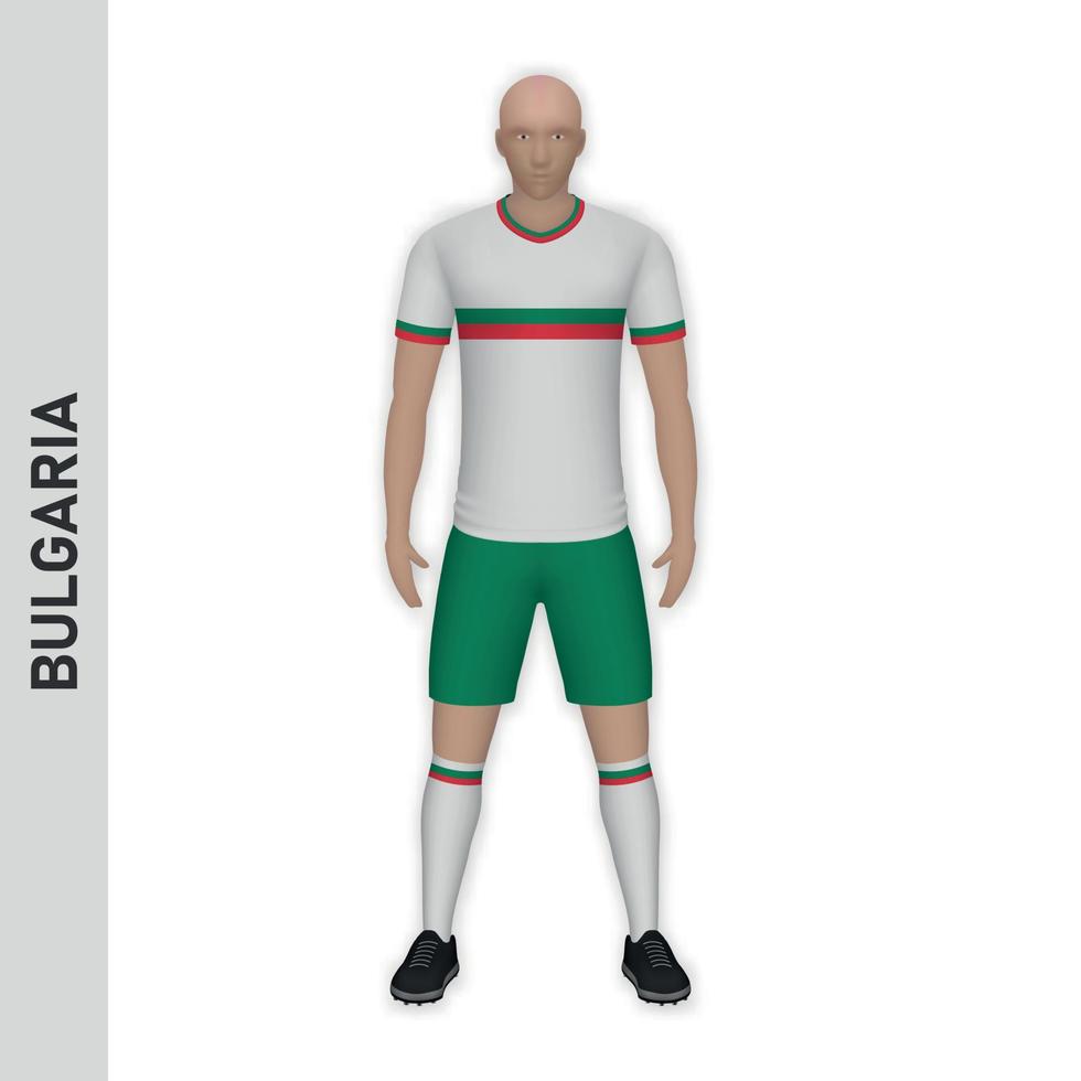 Maquette de joueur de football réaliste 3d. équipe de football de bulgarie kit te vecteur