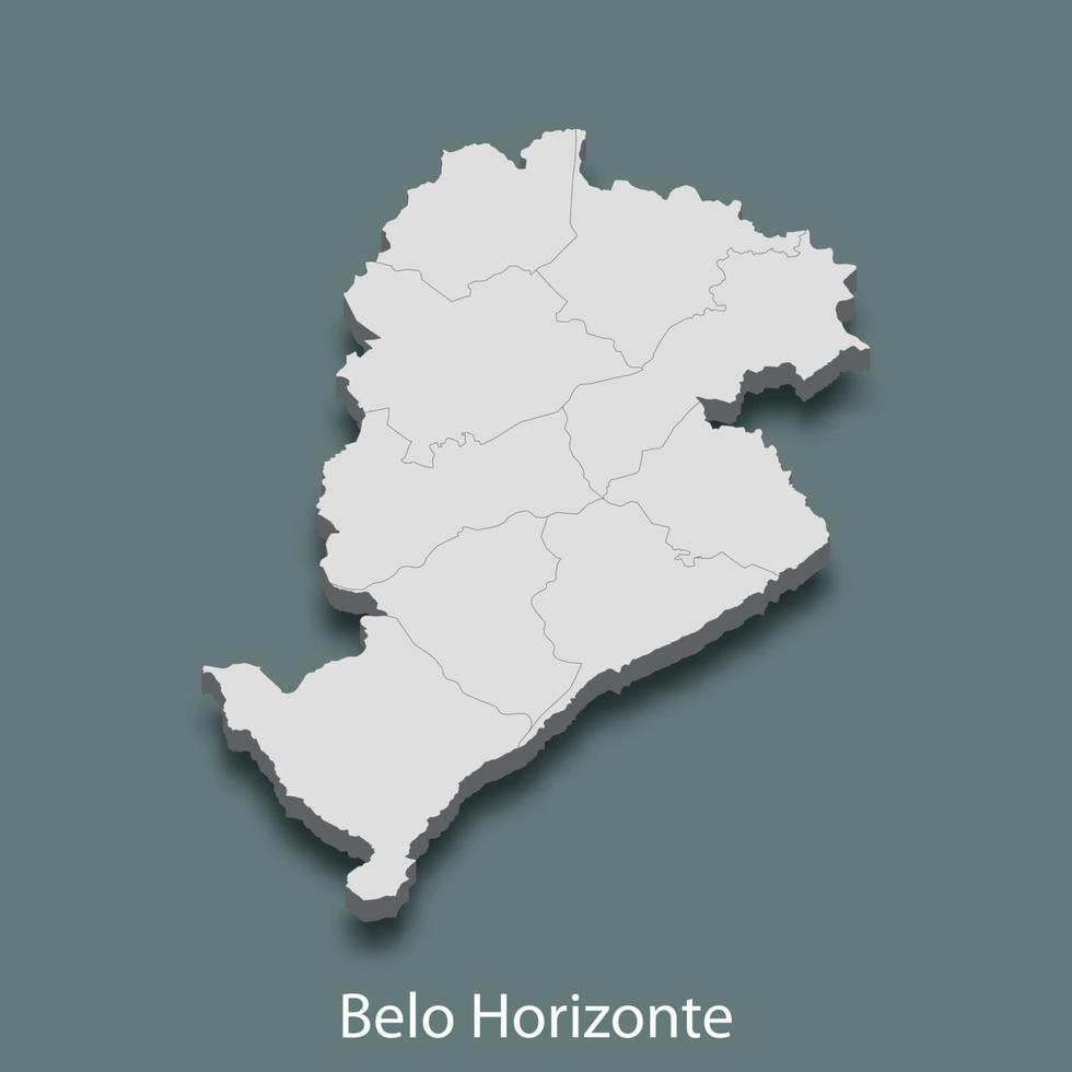 carte isométrique 3d de belo horizonte est une ville du brésil vecteur