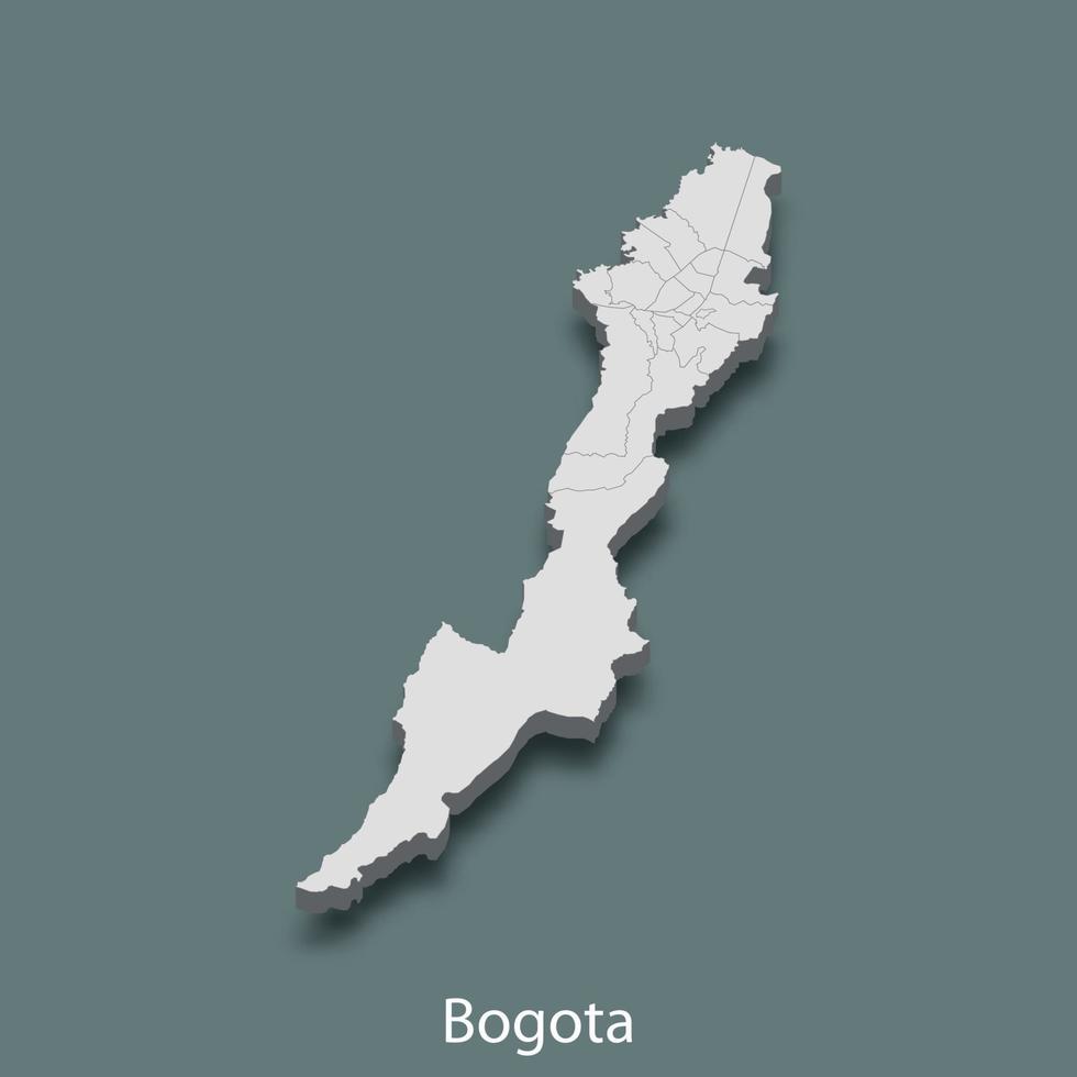 carte isométrique 3d de bogota est une ville de colombie vecteur