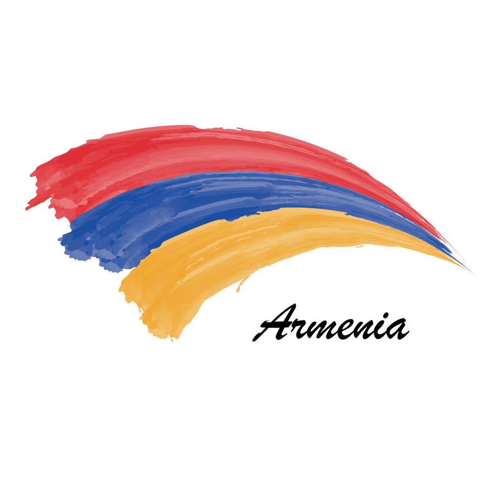 drapeau de peinture à l'aquarelle de l'arménie. illustration de coup de pinceau vecteur