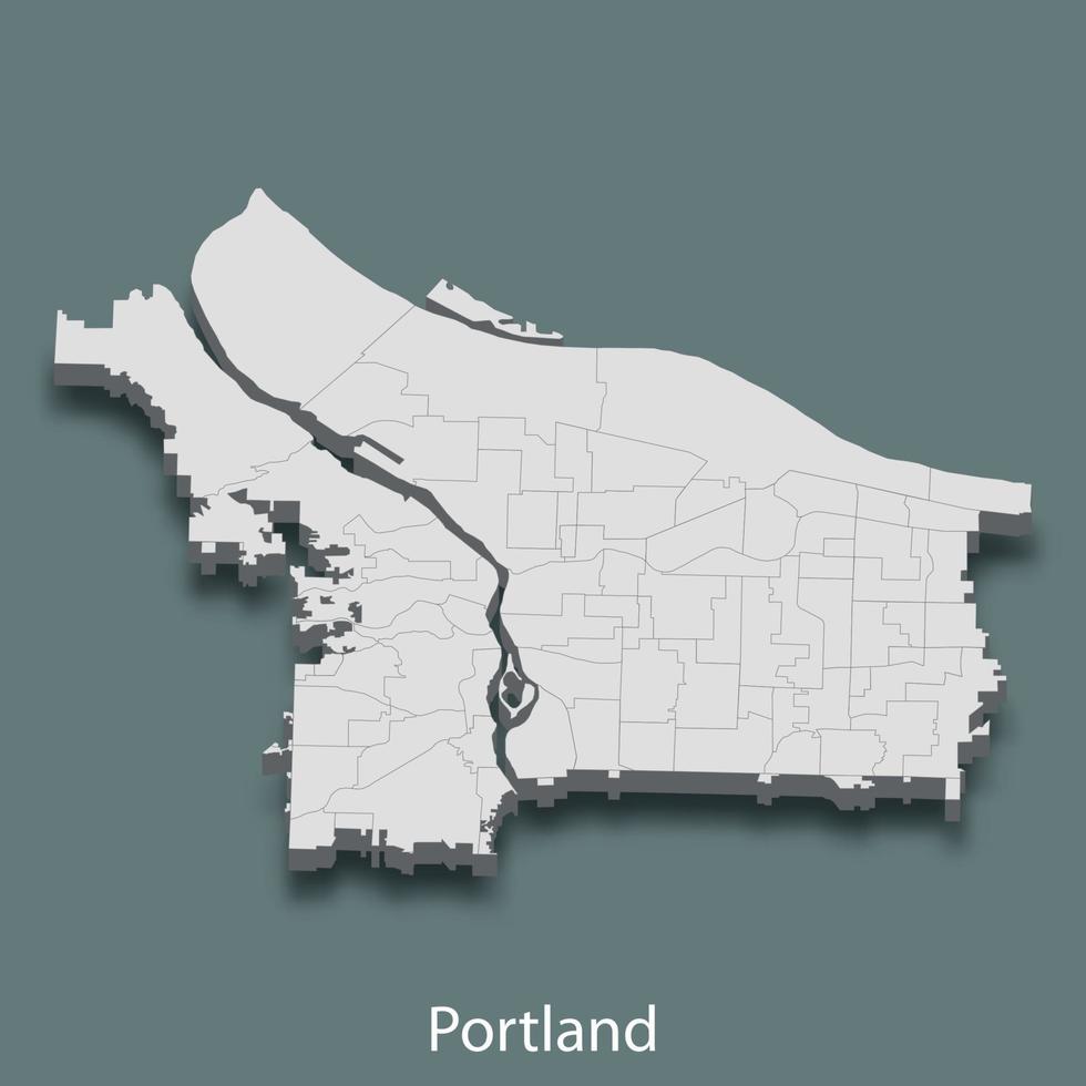 Carte isométrique 3D de Portland est une ville des États-Unis vecteur