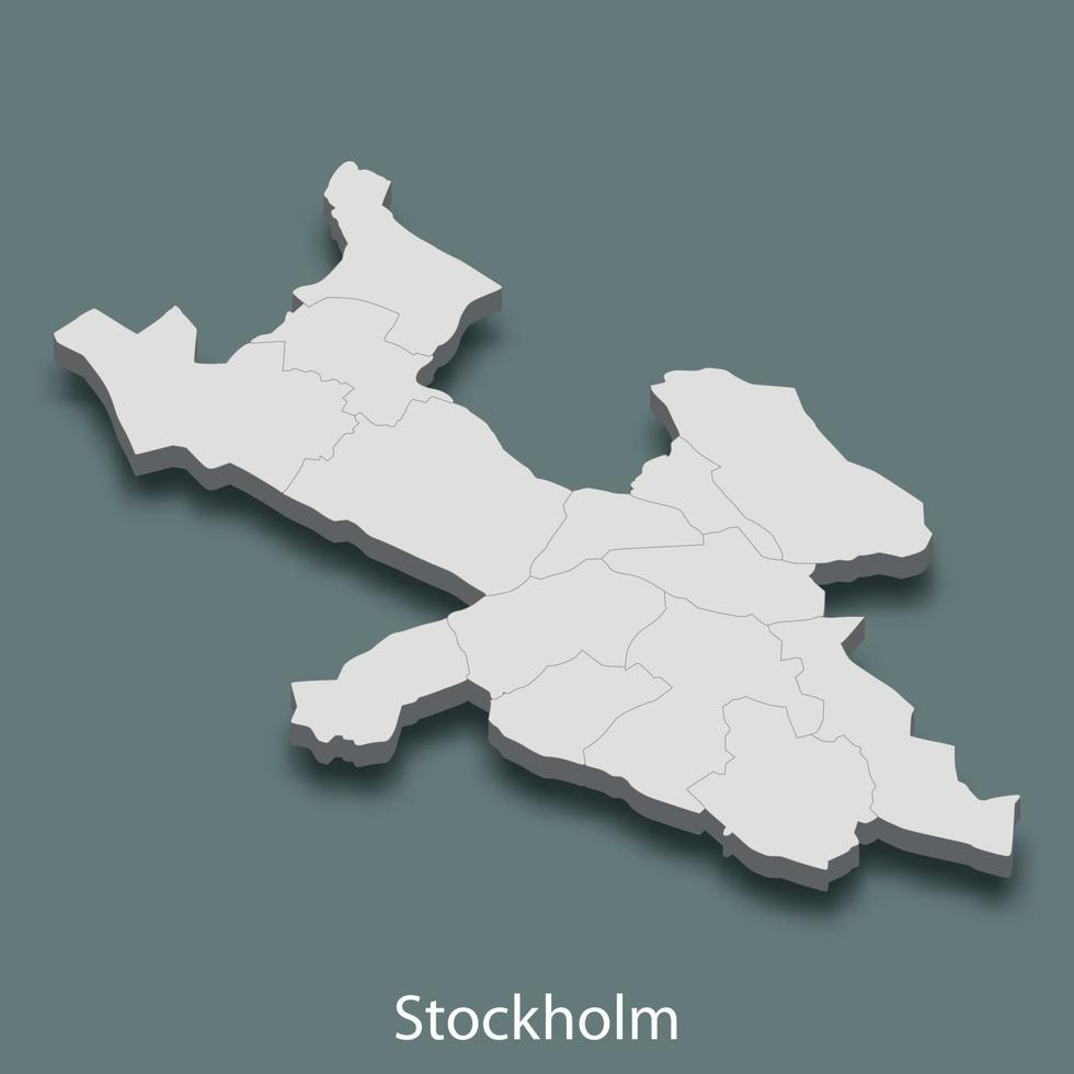 La carte isométrique 3d de stockholm est une ville de suède vecteur