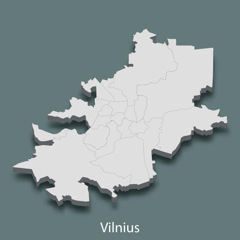 carte isométrique 3d de vilnius est une ville de lituanie vecteur