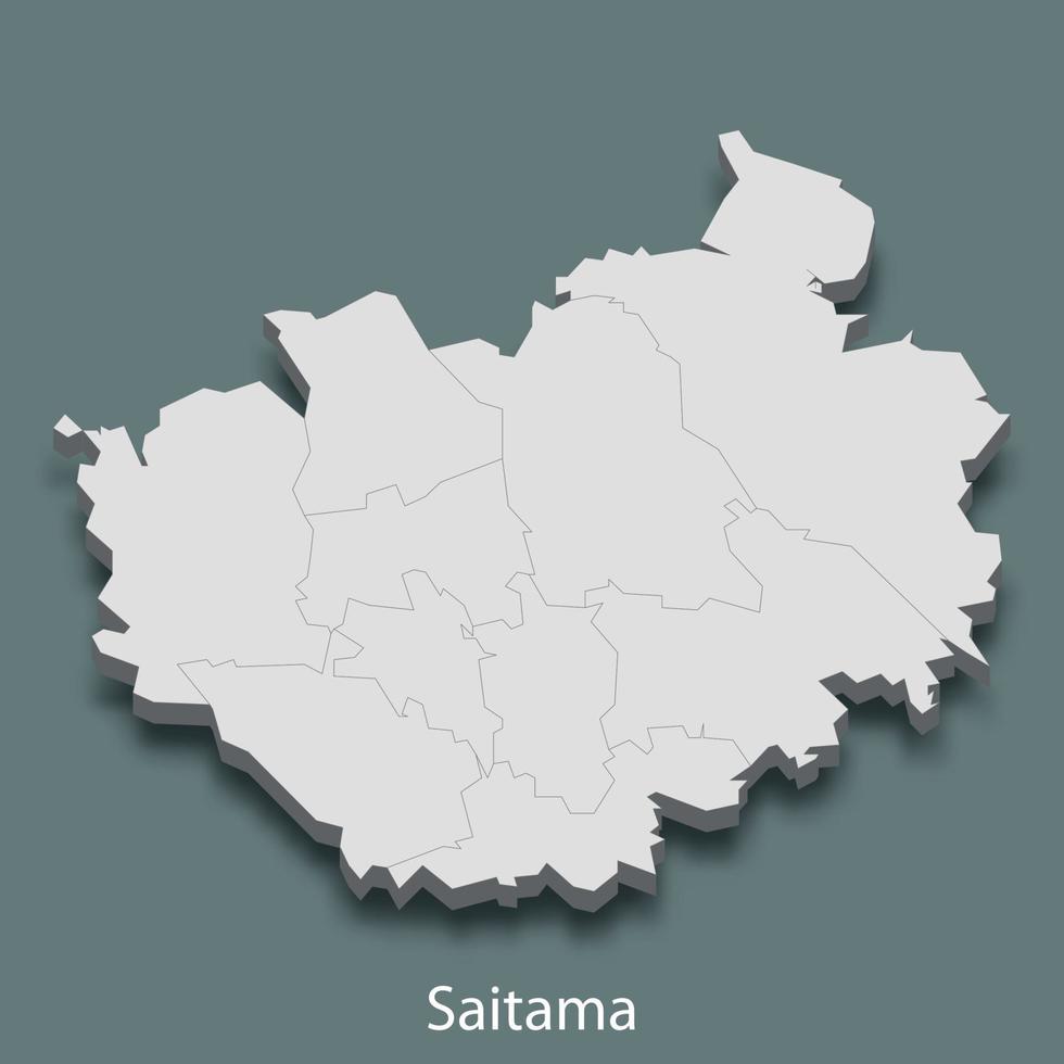 carte isométrique 3d de saitama est une ville du japon vecteur