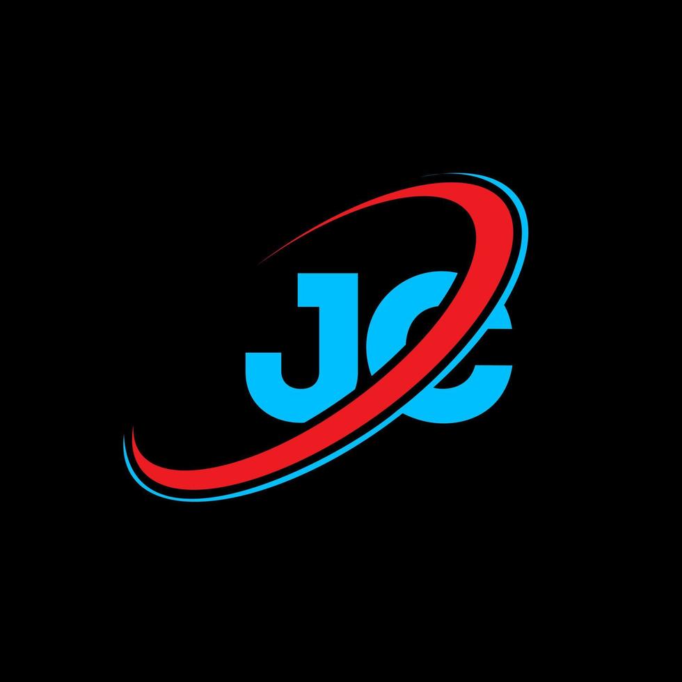 création de logo de lettre jc jc. lettre initiale jc cercle lié monogramme majuscule logo rouge et bleu. logo jc, conception jc. jc, jc vecteur