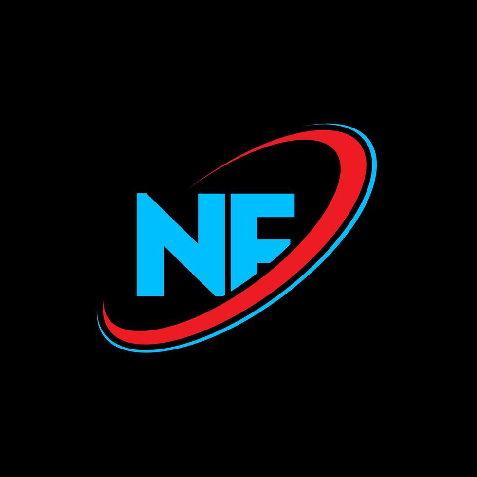 création de logo de lettre nf nf. lettre initiale nf cercle lié logo monogramme majuscule rouge et bleu. logo nf, conception nf. nf, nf vecteur