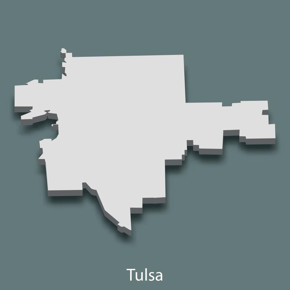 carte isométrique 3d de tulsa est une ville des états-unis vecteur