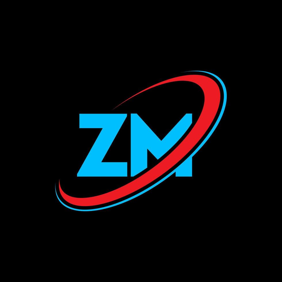 création de logo de lettre zm zm. lettre initiale zm cercle lié logo monogramme majuscule rouge et bleu. logo zm, conception zm. zm, zm vecteur