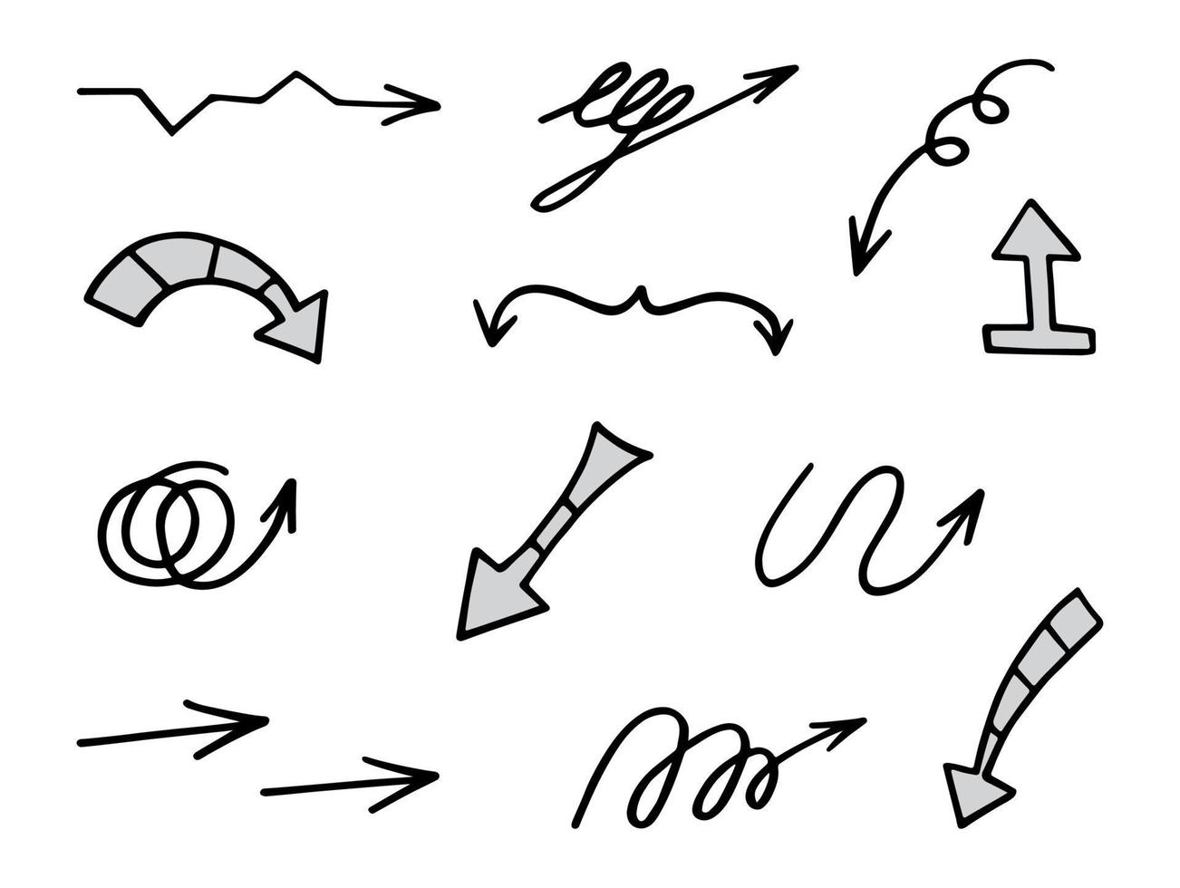 ensemble vectoriel de flèches dessinées à la main, éléments de présentation