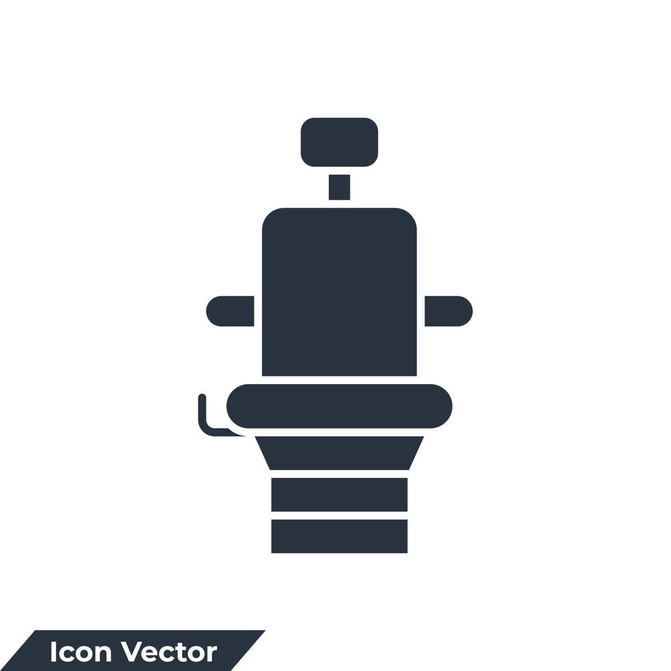 chaise de barbier icône logo illustration vectorielle. modèle de symbole de chaise de salon de coiffure pour la collection de conception graphique et web vecteur