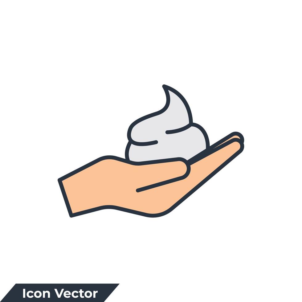 crème de mousse dans l'illustration vectorielle du logo de l'icône de la main. modèle de symbole de mousse à raser pour la collection de conception graphique et web vecteur