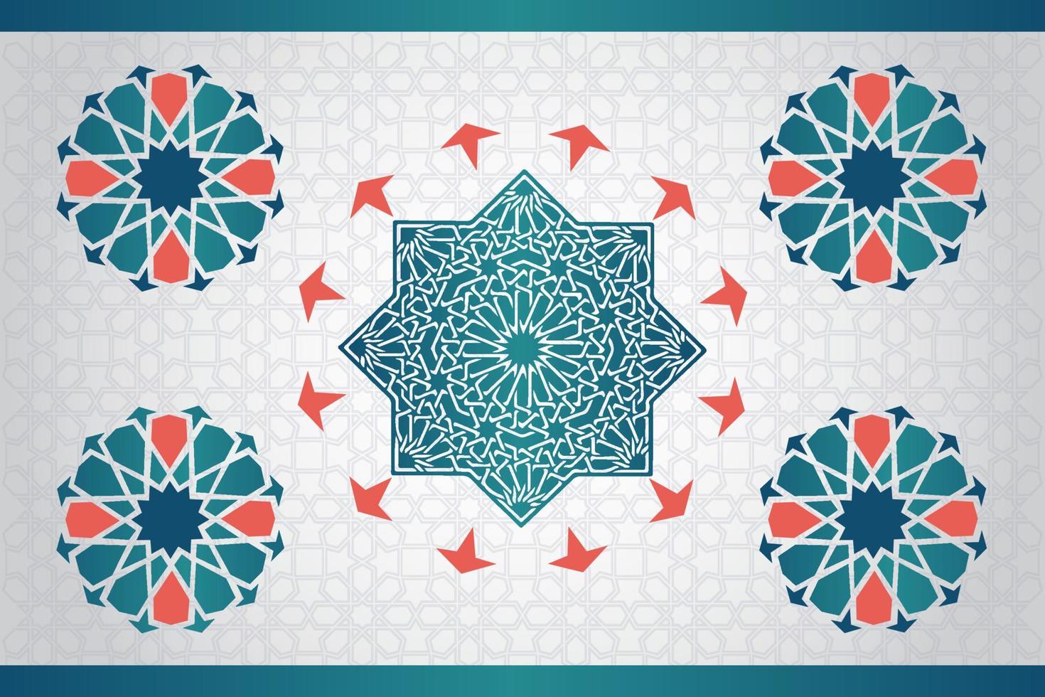 motif islamique géométrique avec des formes arabesques colorées pour carte de voeux ou intérieur de décoration. bordure vectorielle répétitive en mosaïque vecteur