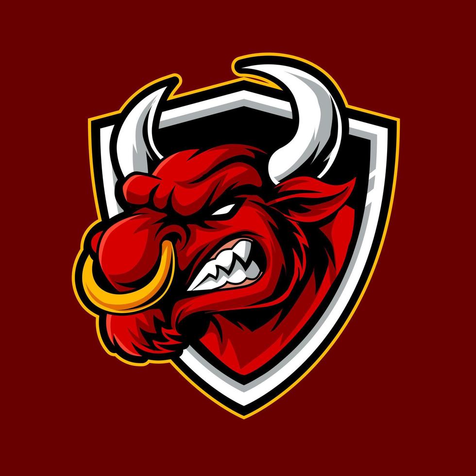 illustration de logo de mascotte de taureau rouge en colère vecteur