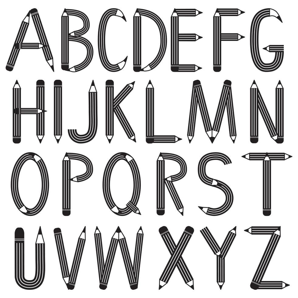 alphabet anglais en noir et blanc, lettres, illustration vectorielle isolée vecteur