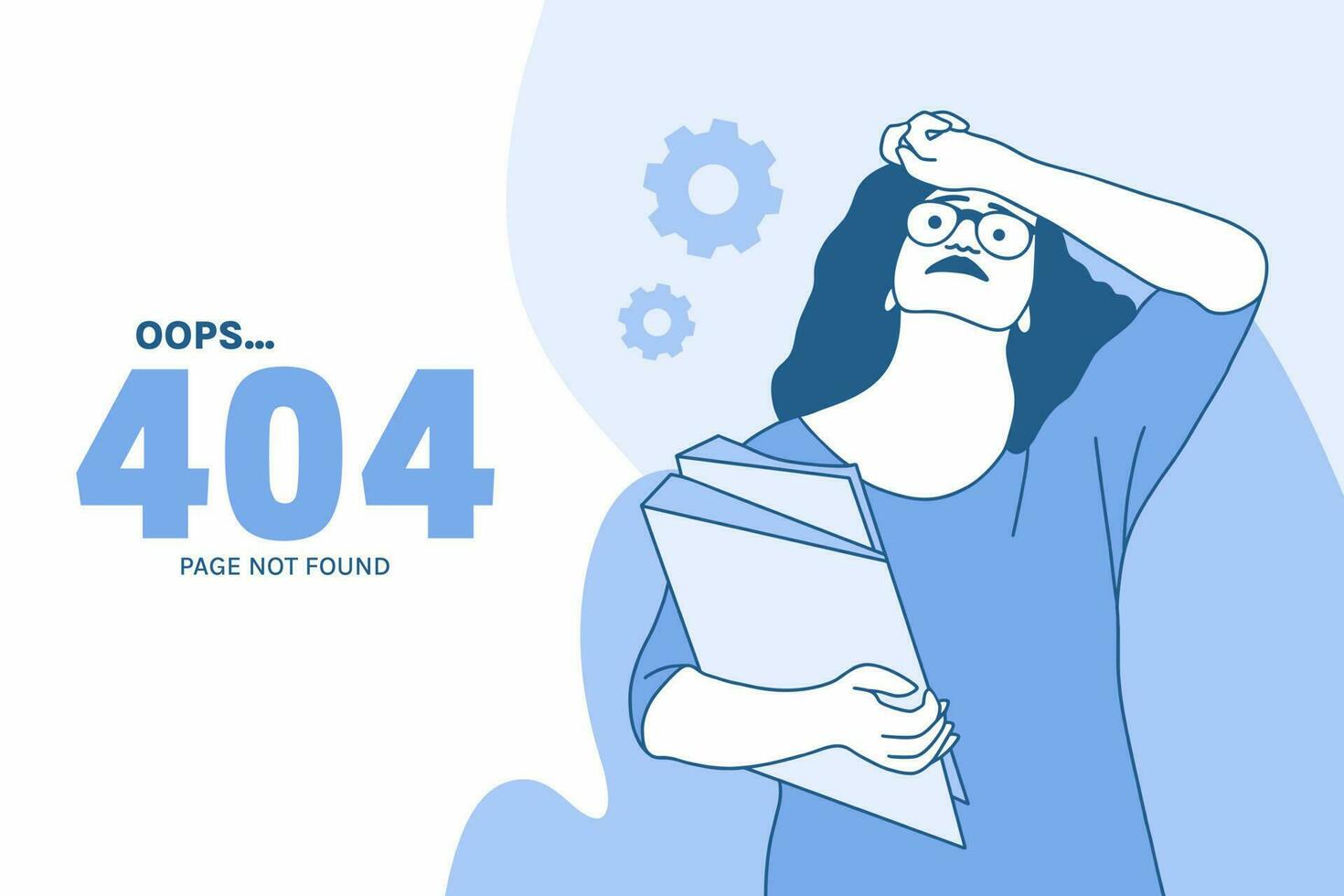 illustrations femme dépression avec connexions internet pour oups 404 erreur design concept landing page vecteur