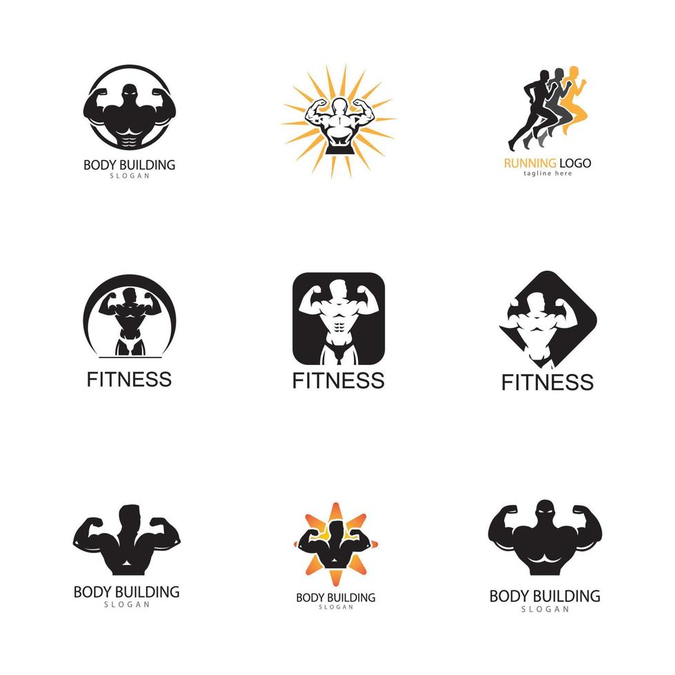 objet vectoriel et icônes pour la conception de logo de remise en forme d'insigne de gym d'étiquette de sport