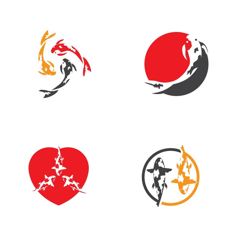 modèle vectoriel de logo et de symboles d'animaux de poisson koi