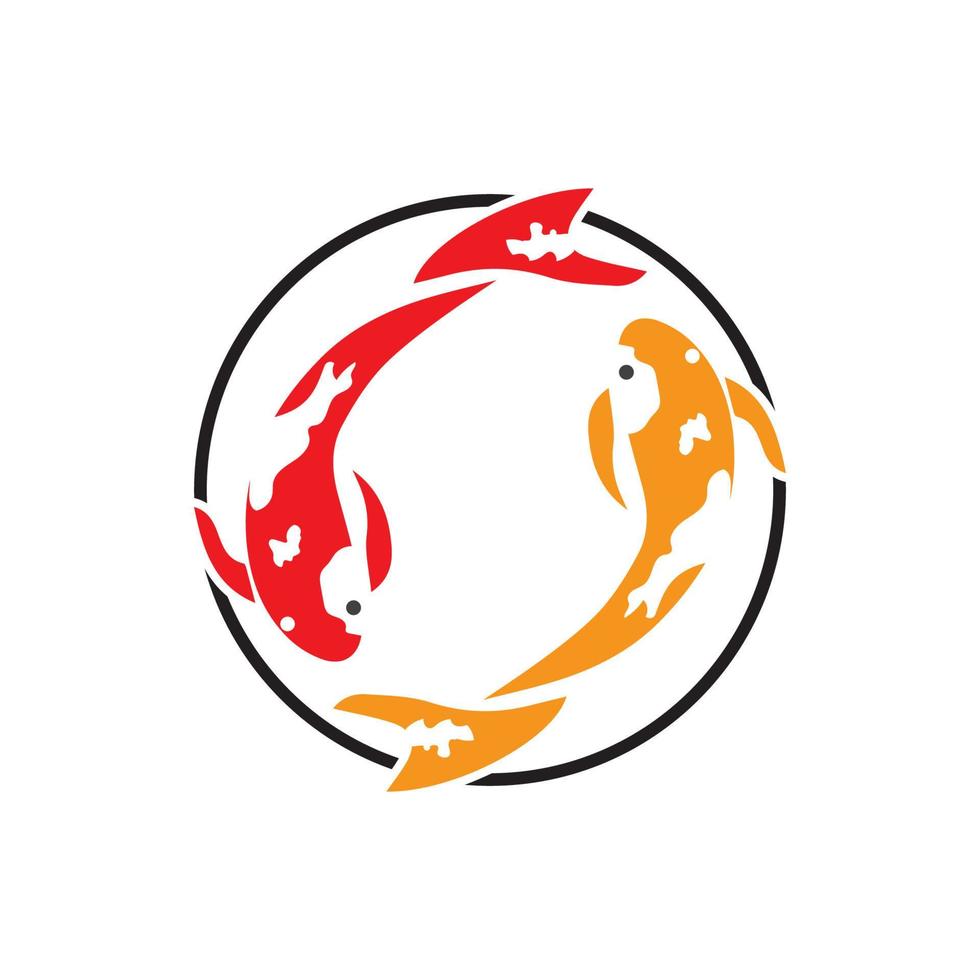 modèle vectoriel de logo et de symboles d'animaux de poisson koi