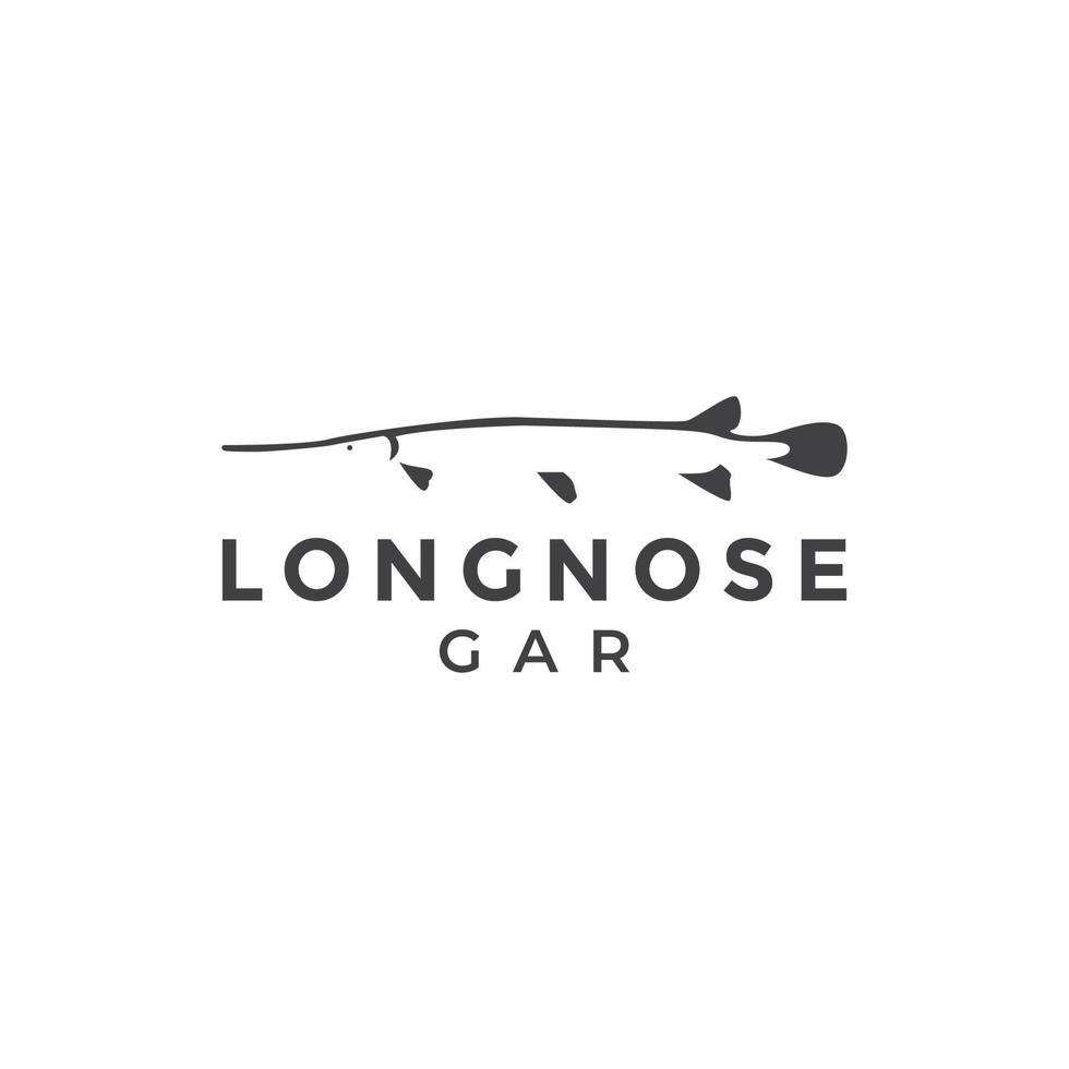 création de logo minimal de poisson gar à long nez vecteur