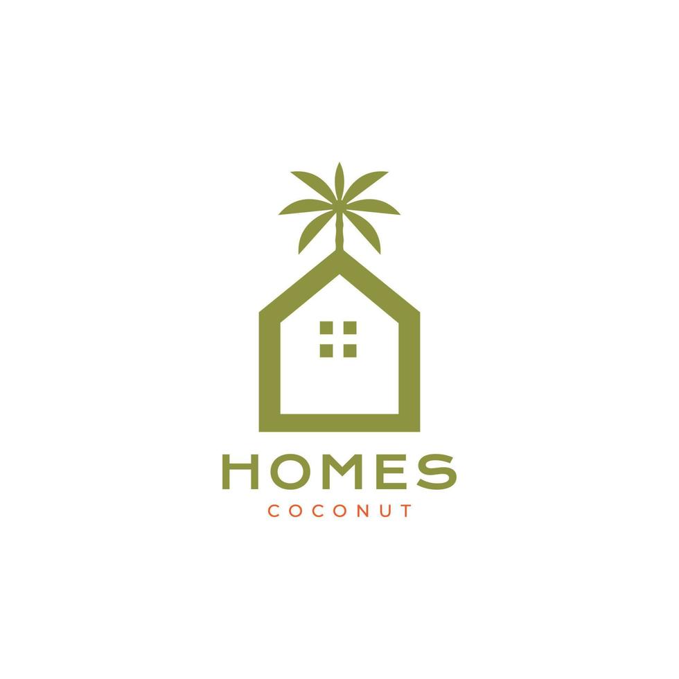 environnement maison avec création de logo moderne de cocotier vecteur