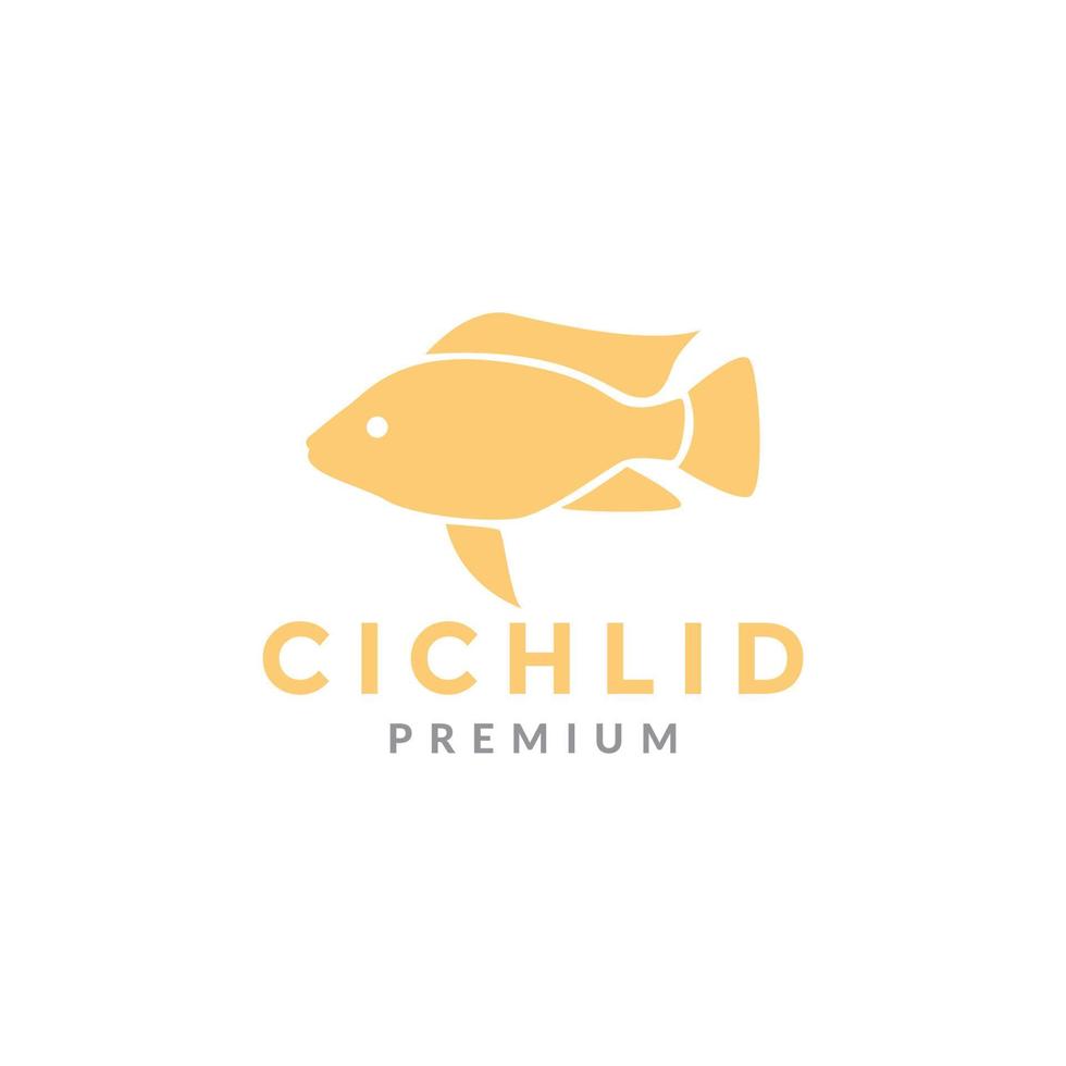création de logo de cichlidés de poisson plat vecteur