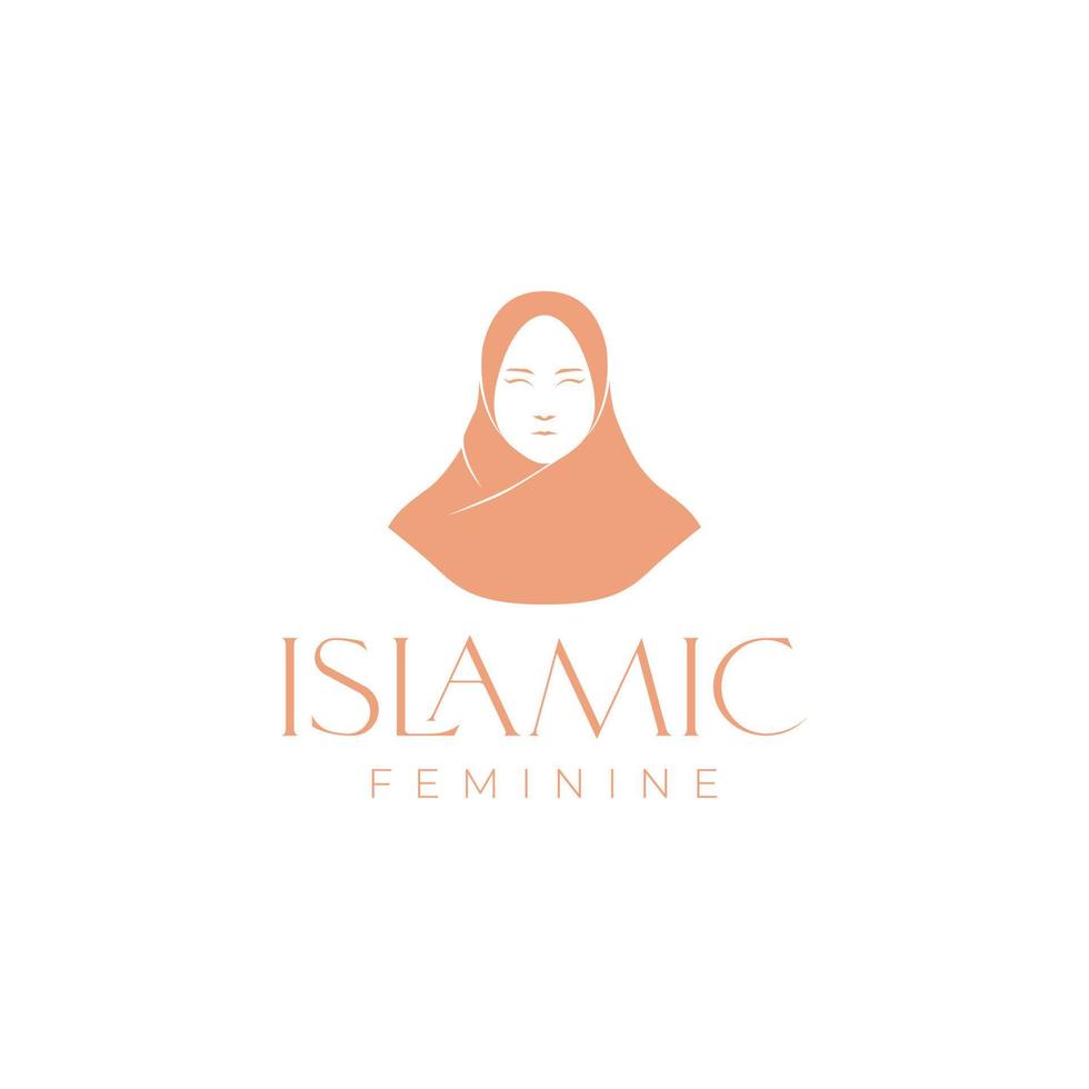 visage féminin avec logo de style hijab vecteur