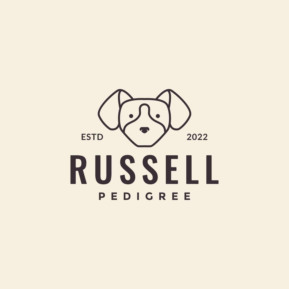 logo hipster tête de chien russell vecteur