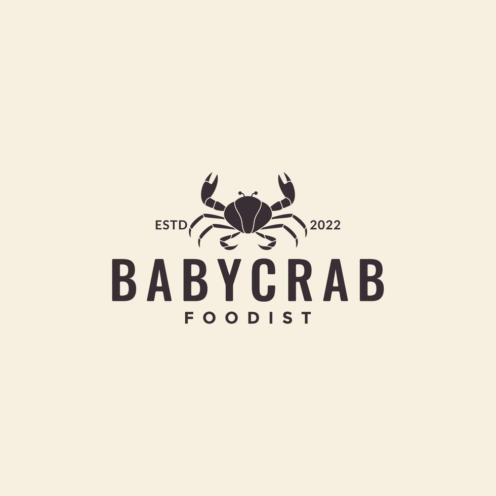 création de logo hipster bébé crabes alimentaires vecteur