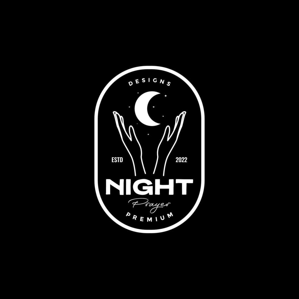 mains espèrent prier nuit logo design vecteur