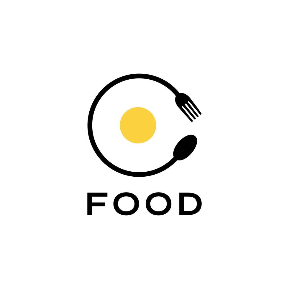 fourchette à cuillère avec création de logo moderne de nourriture aux œufs vecteur