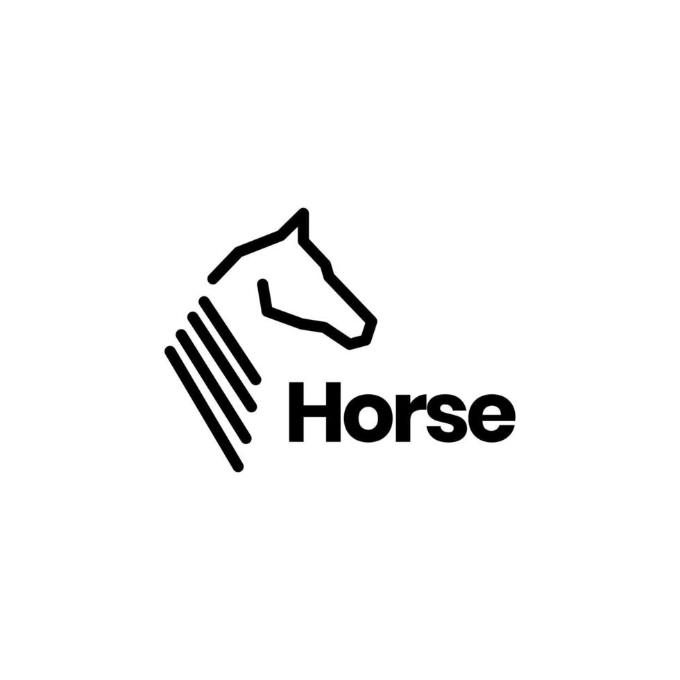 vecteur de conception de logo de cheval tête minimale