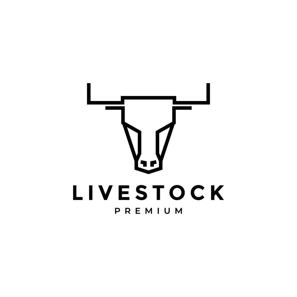 conception de logo moderne de vache à tête minimale de ligne vecteur