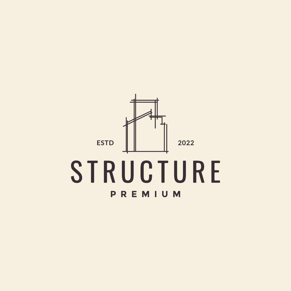 structure de bureau architecte logo vintage minimaliste vecteur