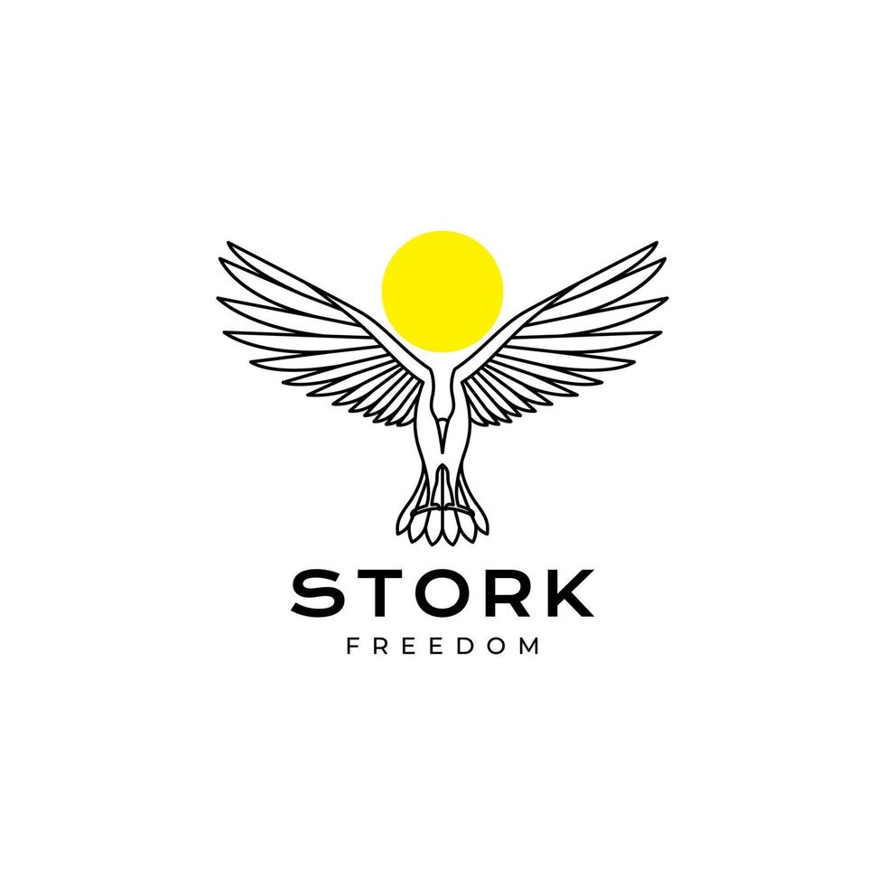 création de logo moderne de cigogne volante vecteur