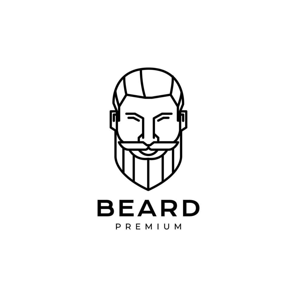 visage sourire cool homme barbu coiffure logo vecteur