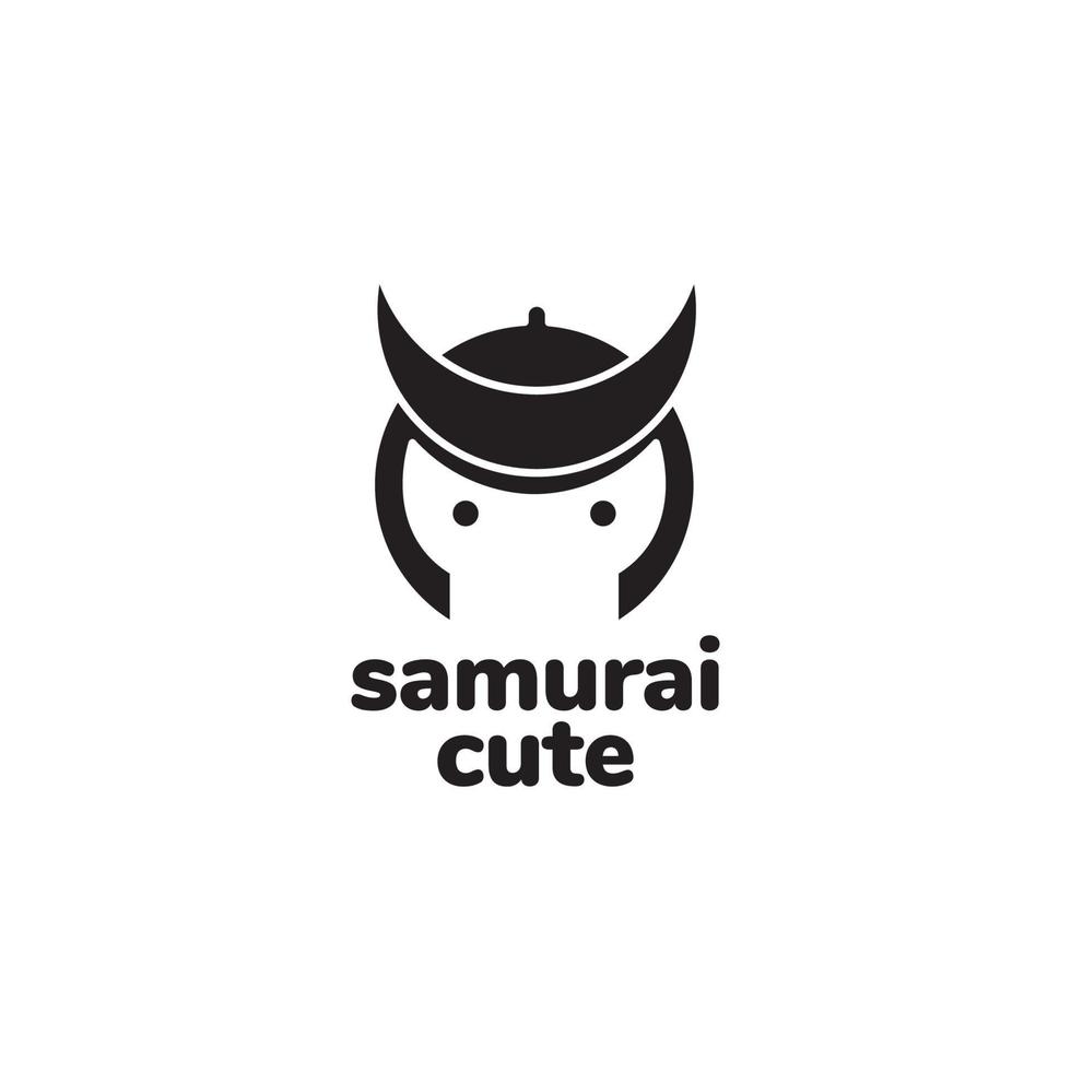 création de logo mignon samouraï portrait vecteur