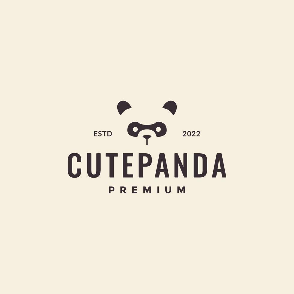 visage hipster panda logo minimal vecteur