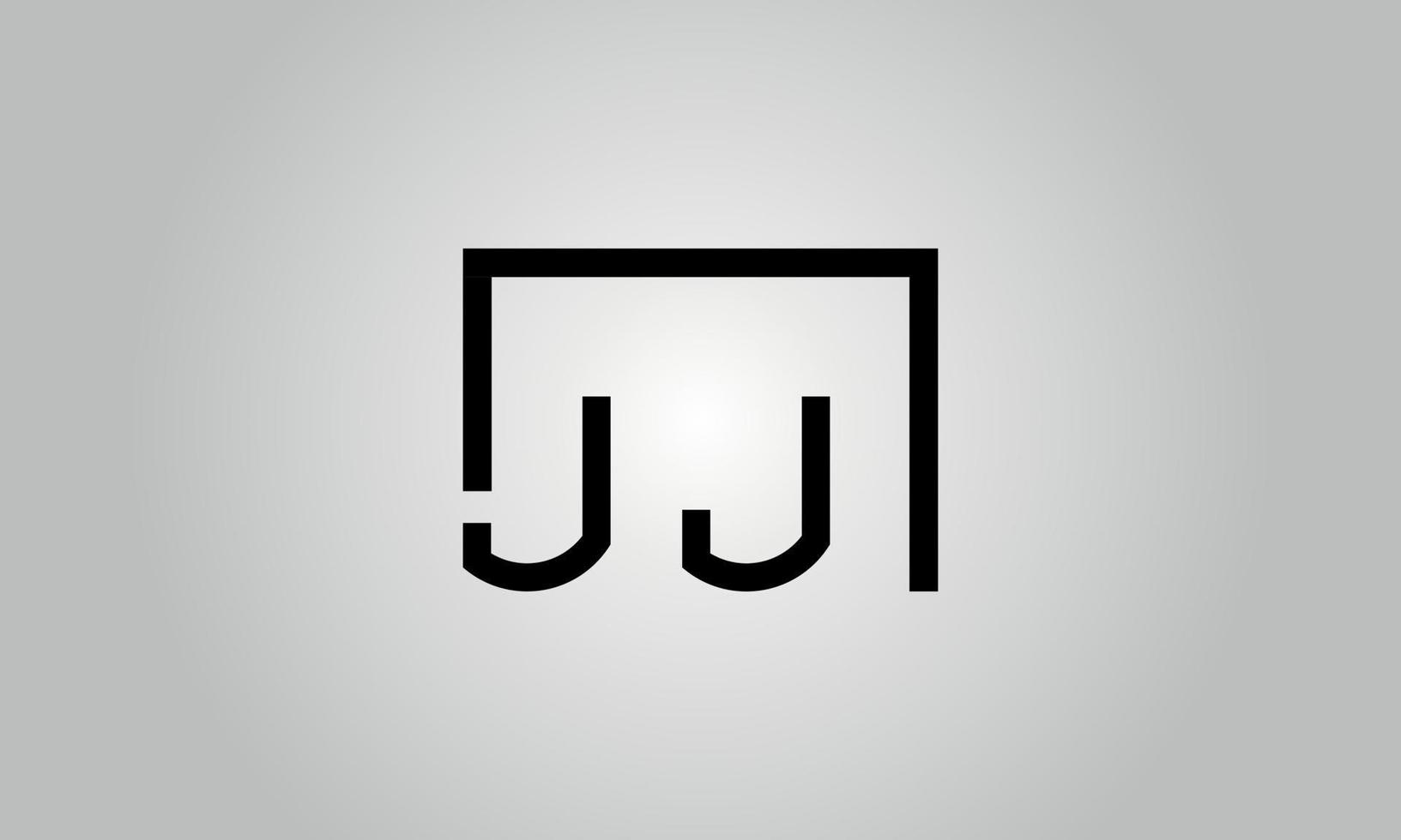 création de logo lettre jj. logo jj avec forme carrée dans le modèle vectoriel gratuit de couleurs noires.