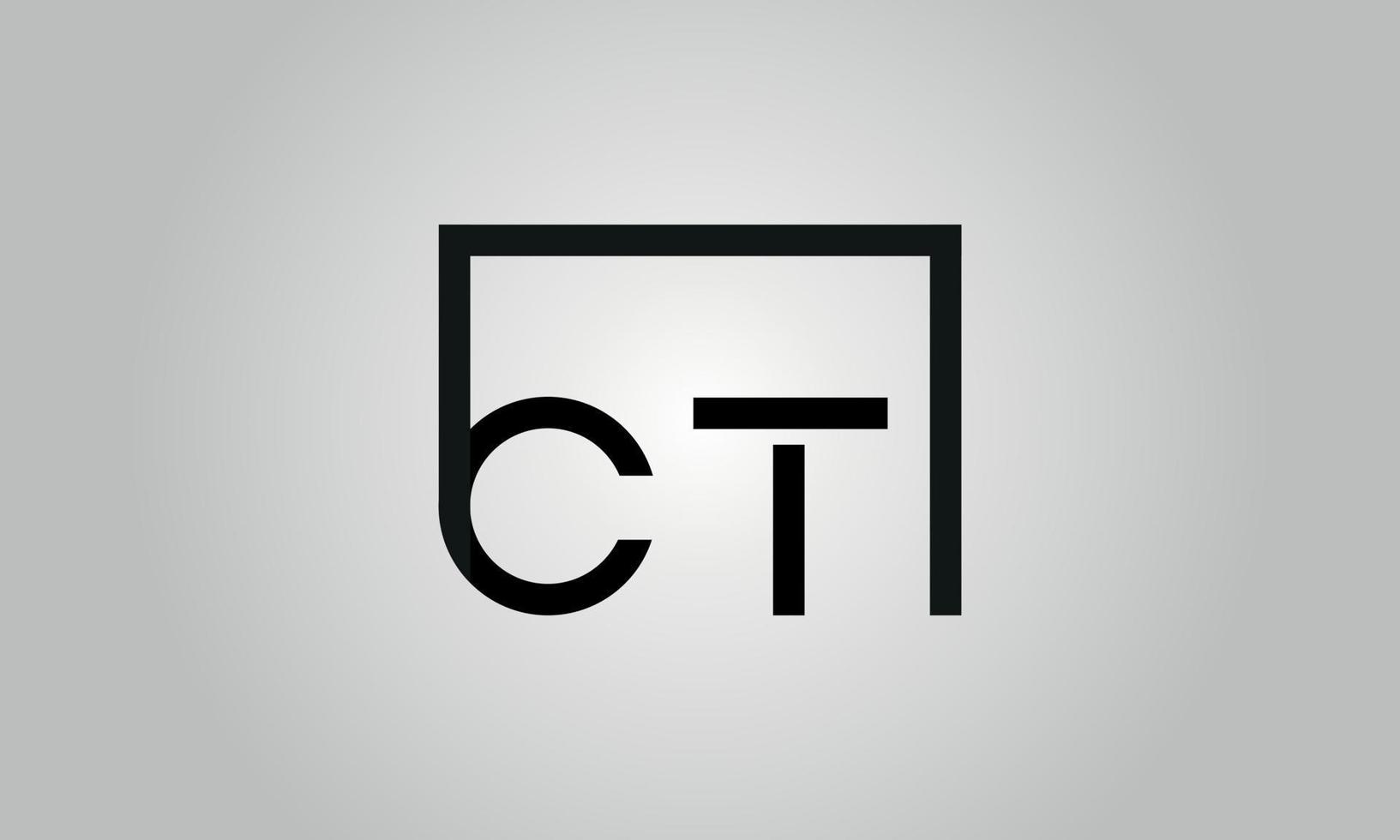 création de logo lettre ct. logo ct avec forme carrée dans le modèle vectoriel gratuit de couleurs noires.