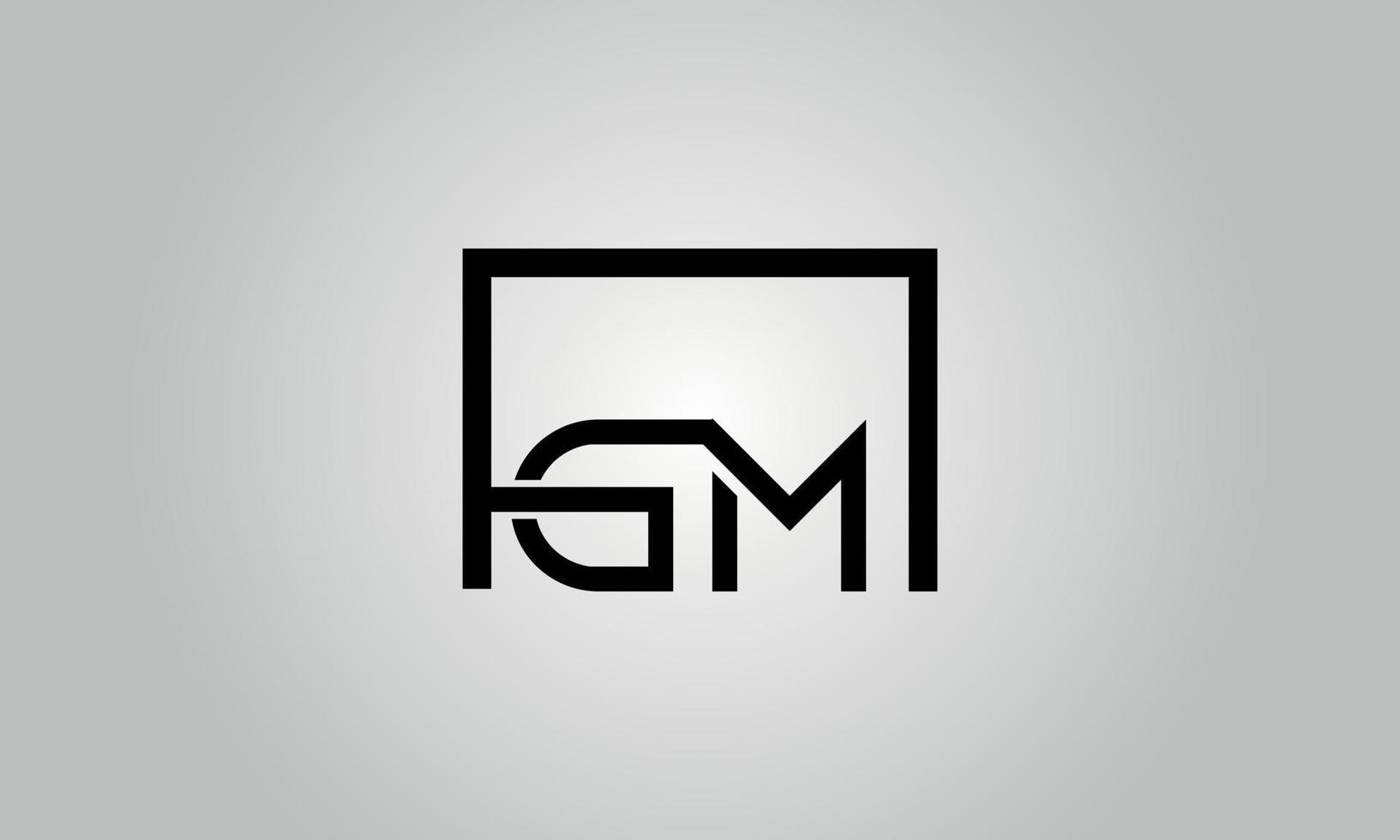 création de logo lettre gm. logo gm avec forme carrée dans le modèle vectoriel gratuit de couleurs noires.